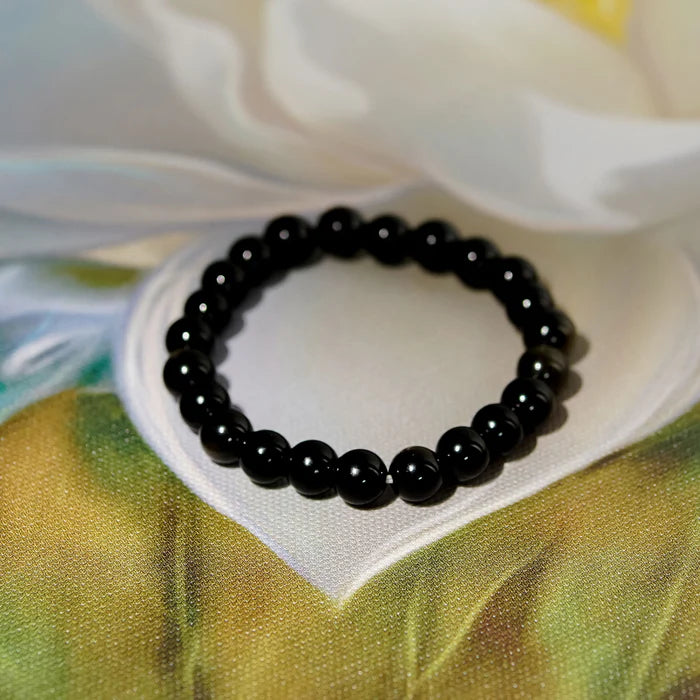 Black Obsidian Bracelet (8mm) for Men and Women || Gem Bhagya