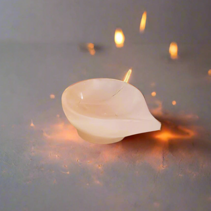 Natural Rose Quartz Stone Diya