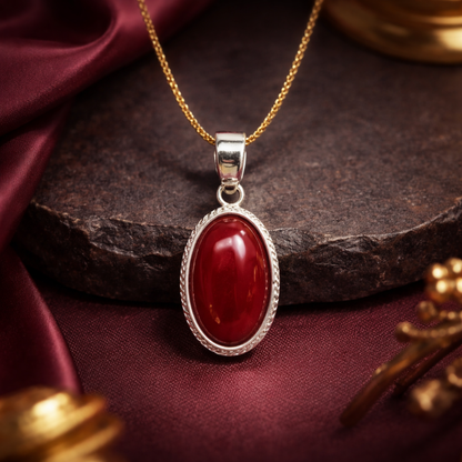 Natural Red Hakik Pendant for Energy & Confidence