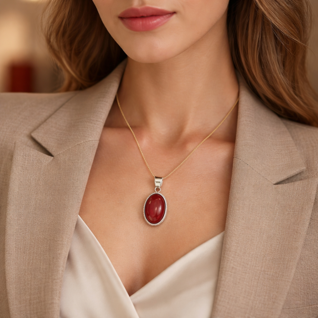 Natural Red Hakik Pendant for Energy & Confidence