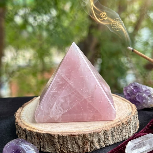 Natural Rose Quartz Pyramid for Love & Positive Energy