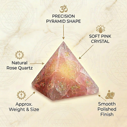 Natural Rose Quartz Pyramid for Love & Positive Energy