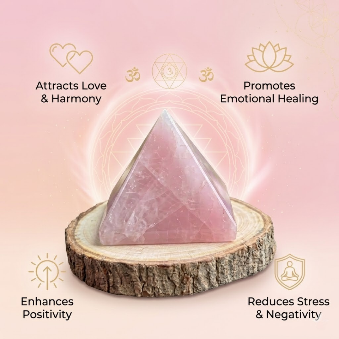 Natural Rose Quartz Pyramid for Love & Positive Energy