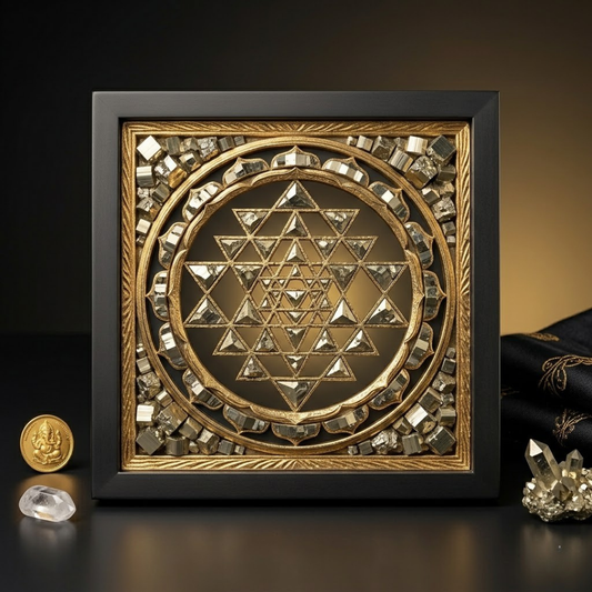 Shree Yantra Pyrite Frame for Wealth & Prosperity