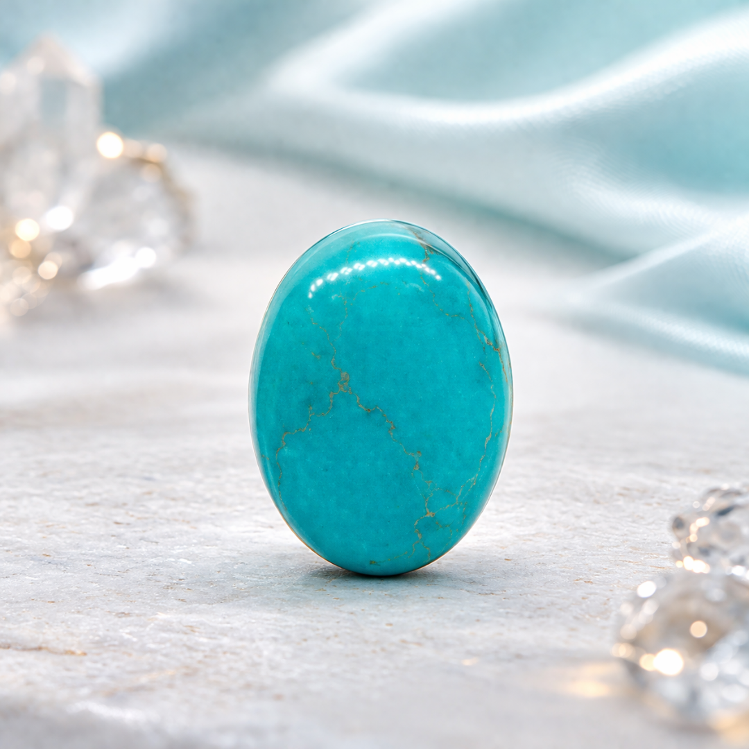 Natural Turquoise (Firoza) 5.71 Carat | Lab Certified Turquoise Gemstone for Luck & Protection