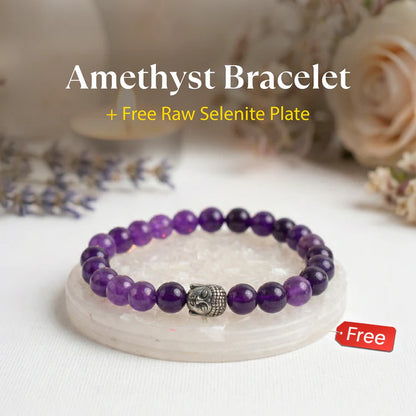 Amethyst Bracelet with FREE Raw Selenite Plate
