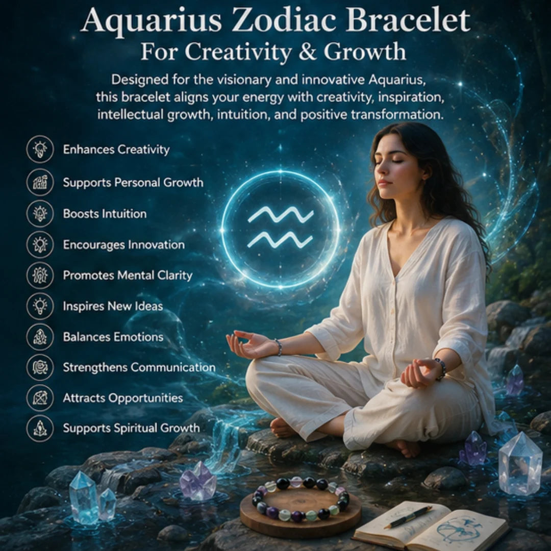 Aquarius Zodiac Bracelet for Creativity & Growth