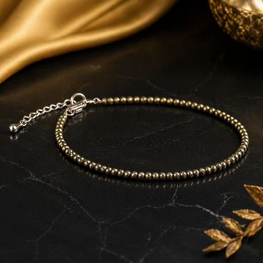 Natural Pyrite Anklet for Wealth & Money for Women