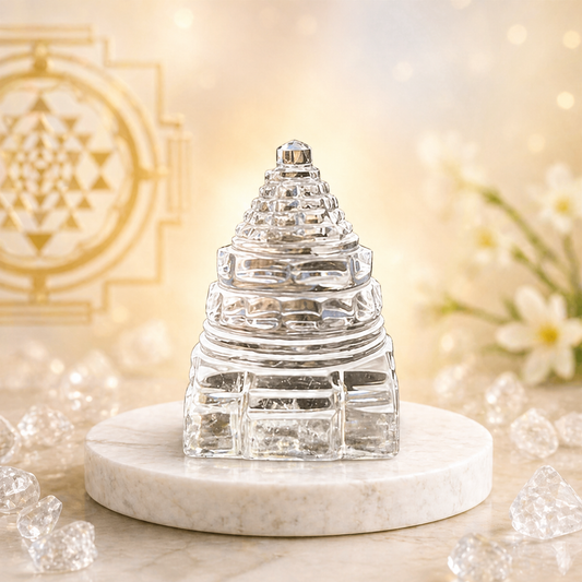 Natural Quartz Crystal Shri Yantra 40g | Vastu Shri Yantra for Wealth & Prosperity