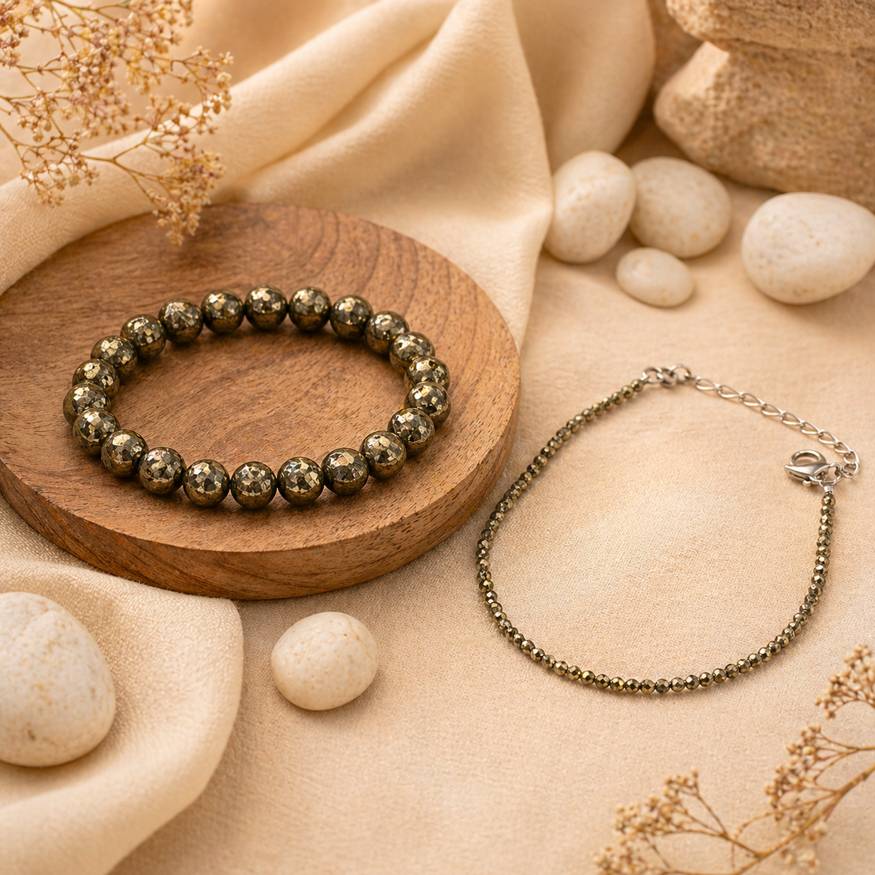 Pyrite Couple Combo – Raw Bracelet & Anklet for Wealth