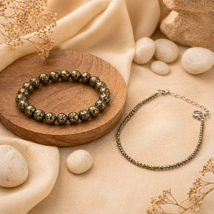 Pyrite Couple Combo – Raw Bracelet & Anklet for Wealth