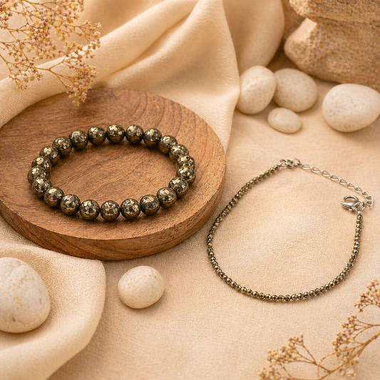 Pyrite Couple Combo – Raw Bracelet & Anklet for Wealth