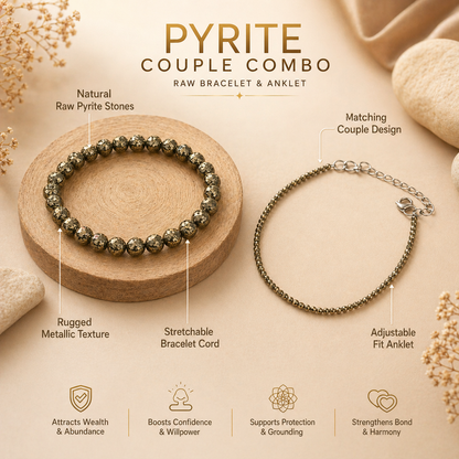 Pyrite Couple Combo – Raw Bracelet & Anklet for Wealth