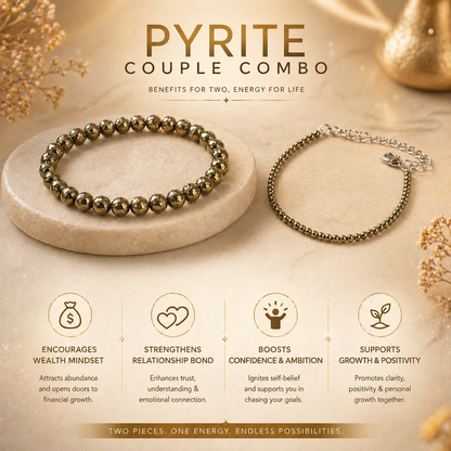 Pyrite Couple Combo – Raw Bracelet & Anklet for Wealth