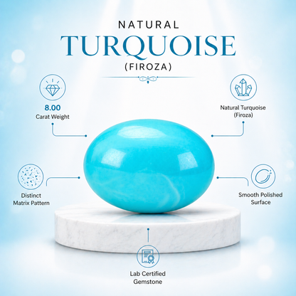 Lab Certified Natural American Turquoise (Firoza) 8.00 CARAT for Protection & Luck