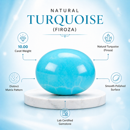 Lab Certified Natural American Turquoise (Firoza) 10.00 CARAT for Protection & Luck