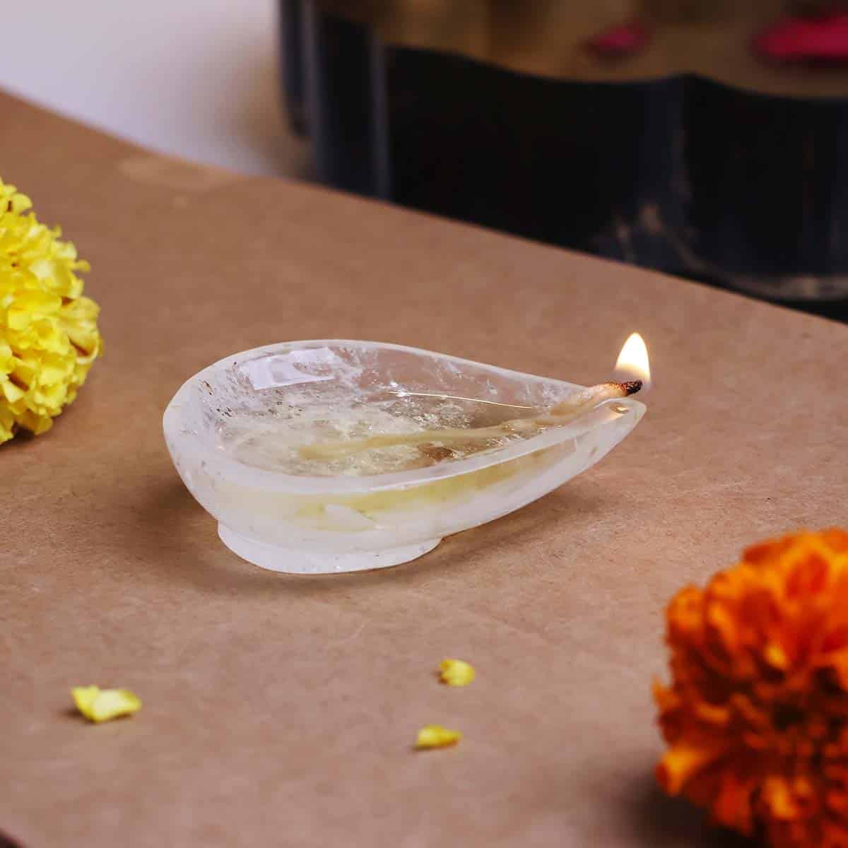 Clear Quartz Stone Diya
