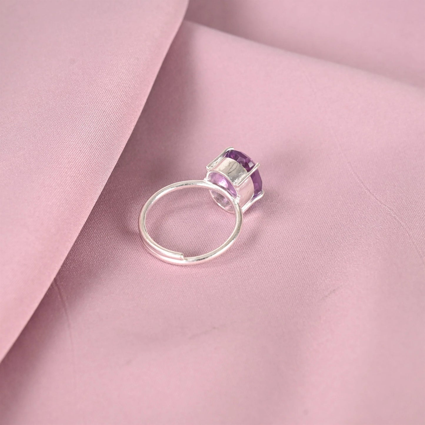 AMETHYST ADJUSTABLE SILVER RING - Energized & Certified