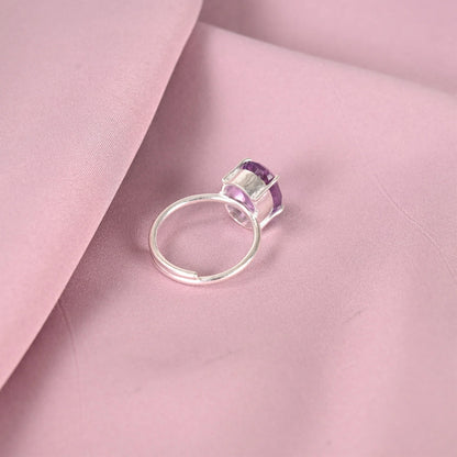 AMETHYST ADJUSTABLE SILVER RING - Energized & Certified