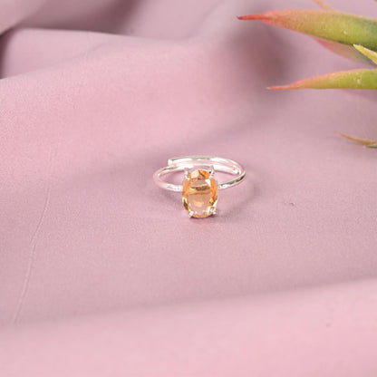 CITRINE ADJUSTABLE SILVER RING - Energized & Certified