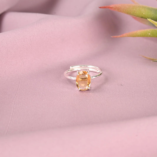 CITRINE ADJUSTABLE SILVER RING - Energized & Certified