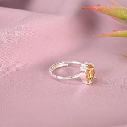 CITRINE ADJUSTABLE SILVER RING - Energized & Certified