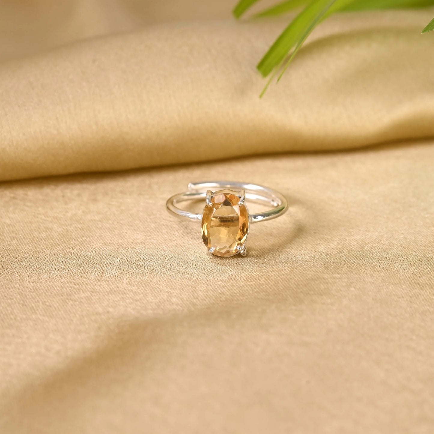CITRINE ADJUSTABLE SILVER RING - Energized & Certified