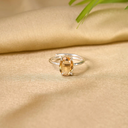 CITRINE ADJUSTABLE SILVER RING - Energized & Certified