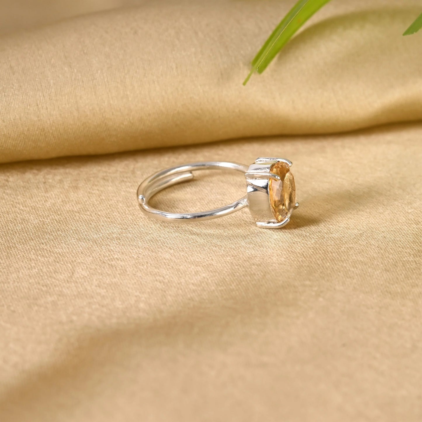 CITRINE ADJUSTABLE SILVER RING - Energized & Certified