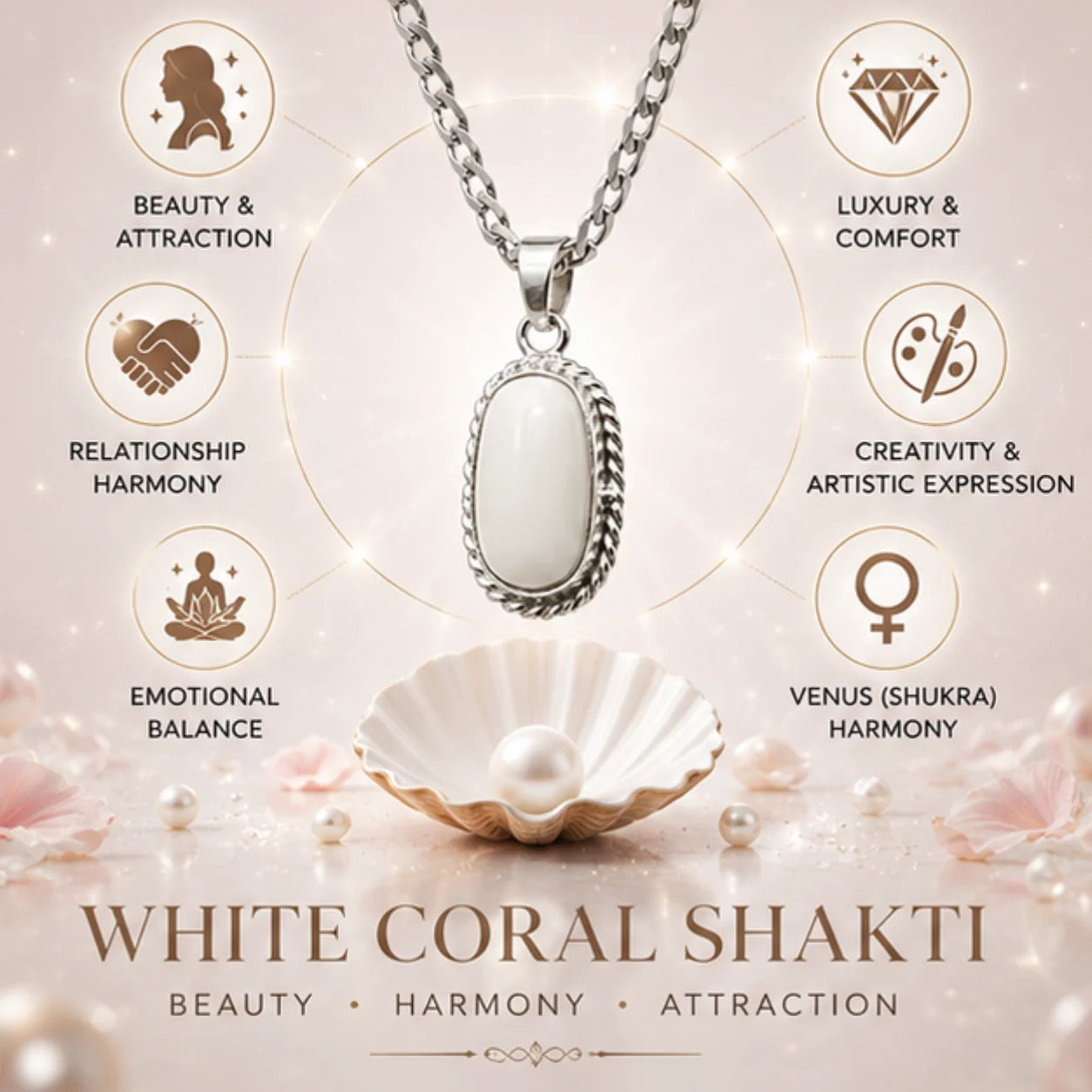 Natural White Coral Pendant for Venus