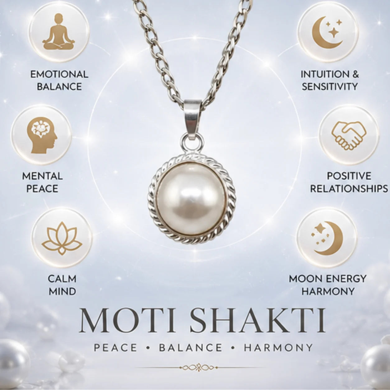Natural Pearl (Moti) Pendant for Moon