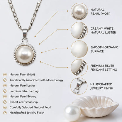 Natural Pearl (Moti) Pendant for Moon