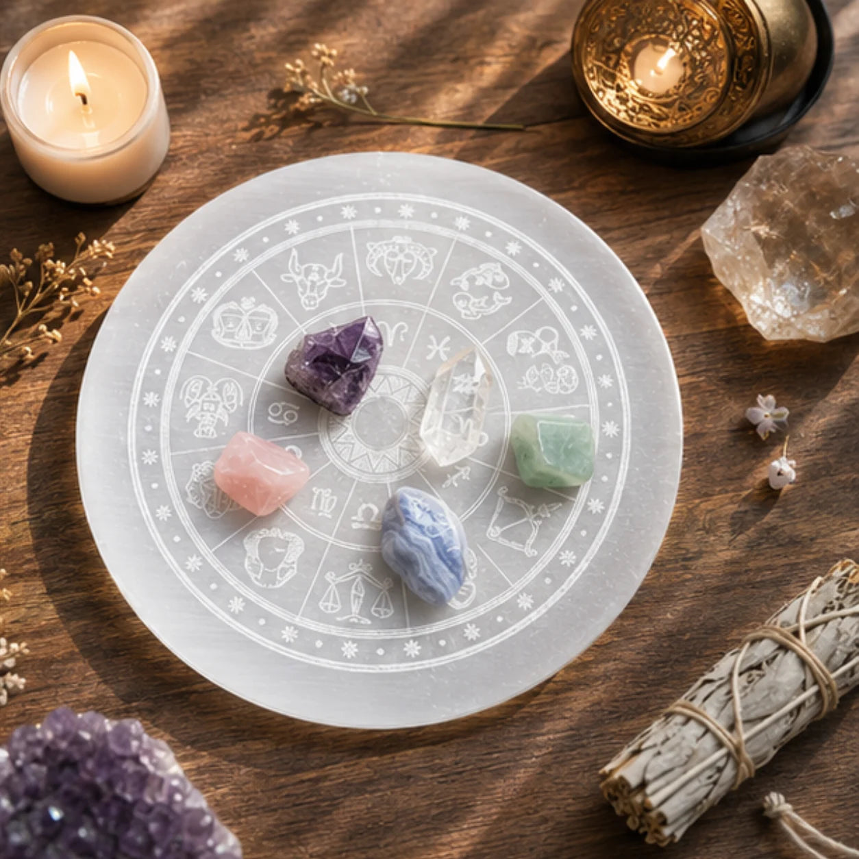 Natural Selenite Plate 3 Inch for Energy Cleansing & Healing with Crystal charging Plate