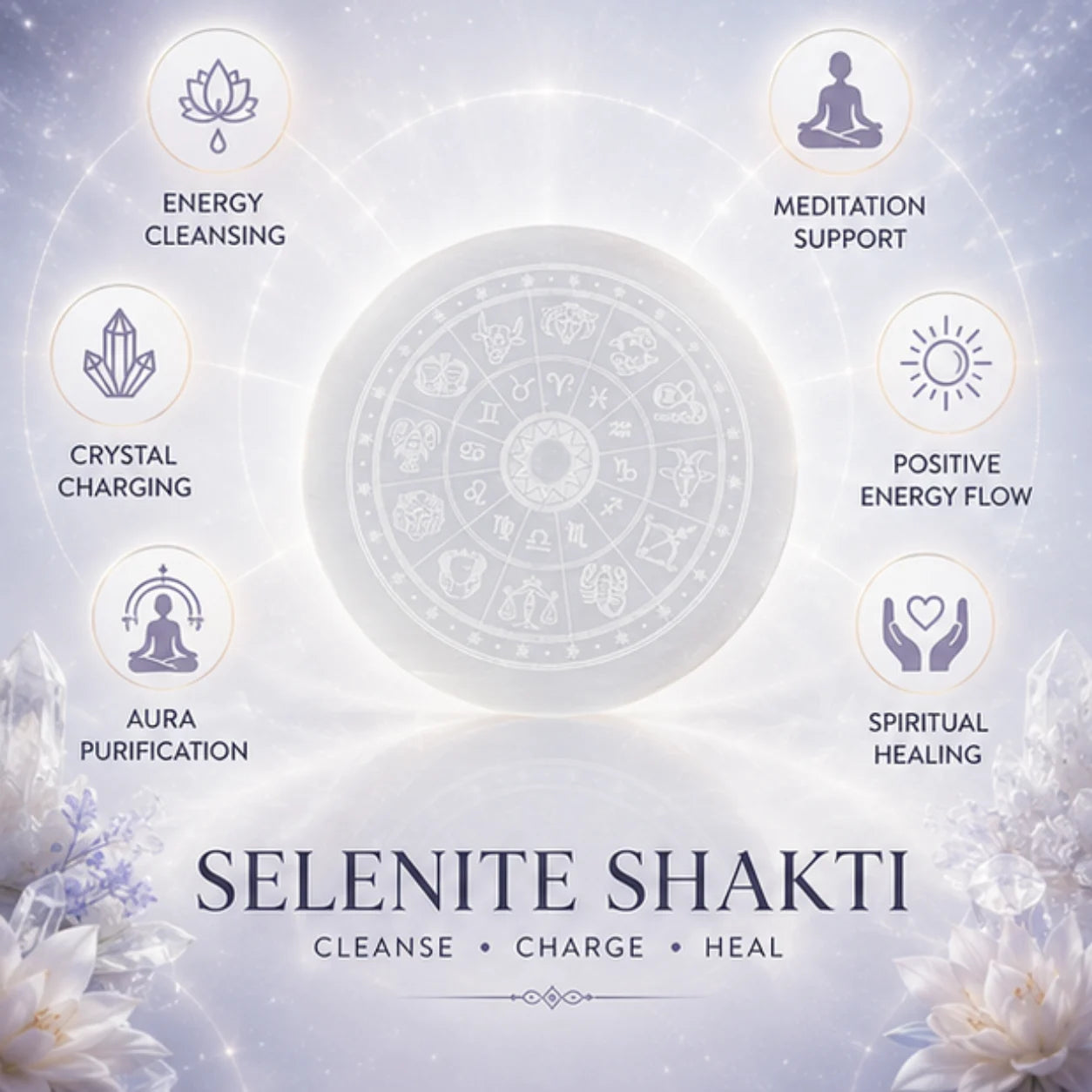 Natural Selenite Plate 3 Inch for Energy Cleansing & Healing with Crystal charging Plate