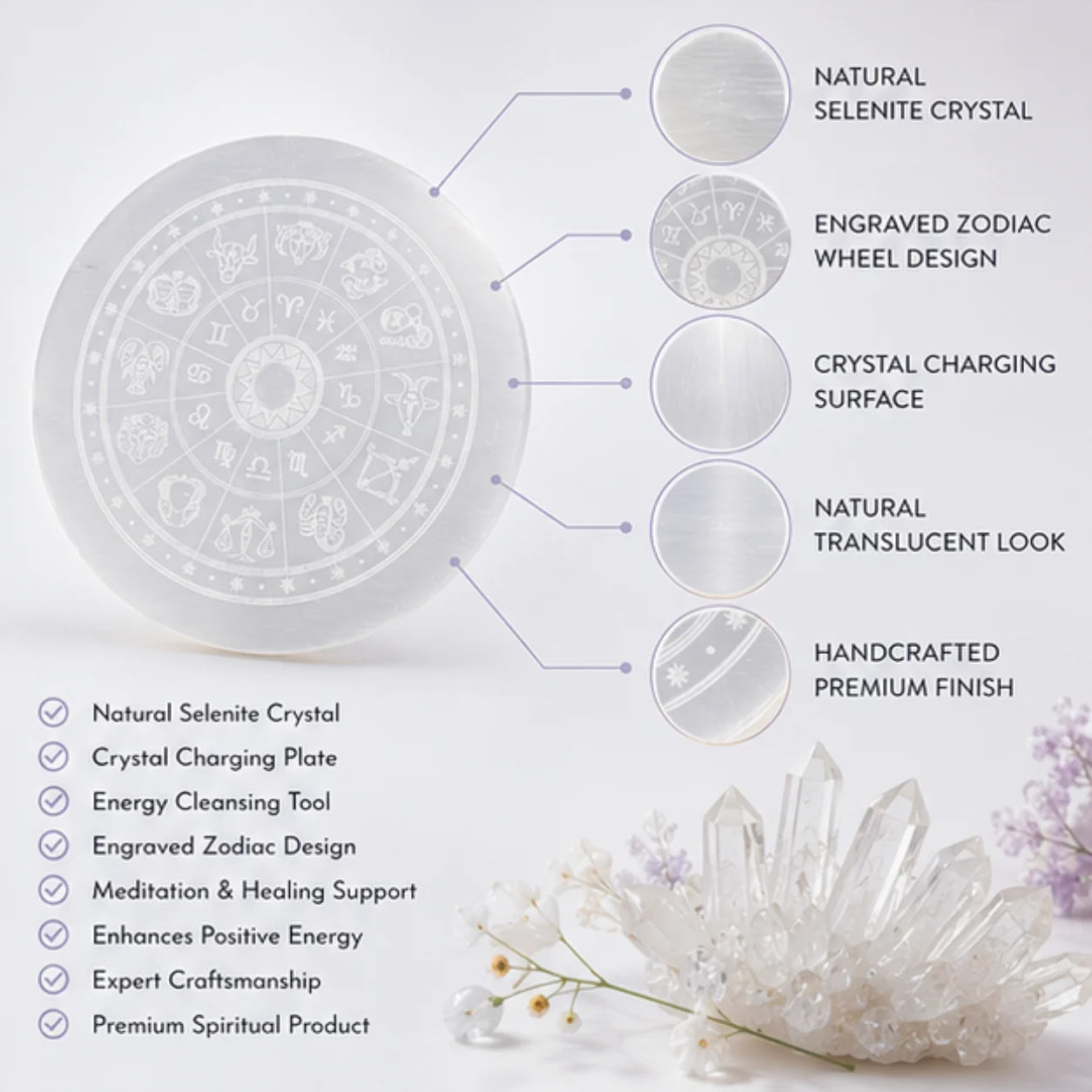 Natural Selenite Plate 3 Inch for Energy Cleansing & Healing with Crystal charging Plate