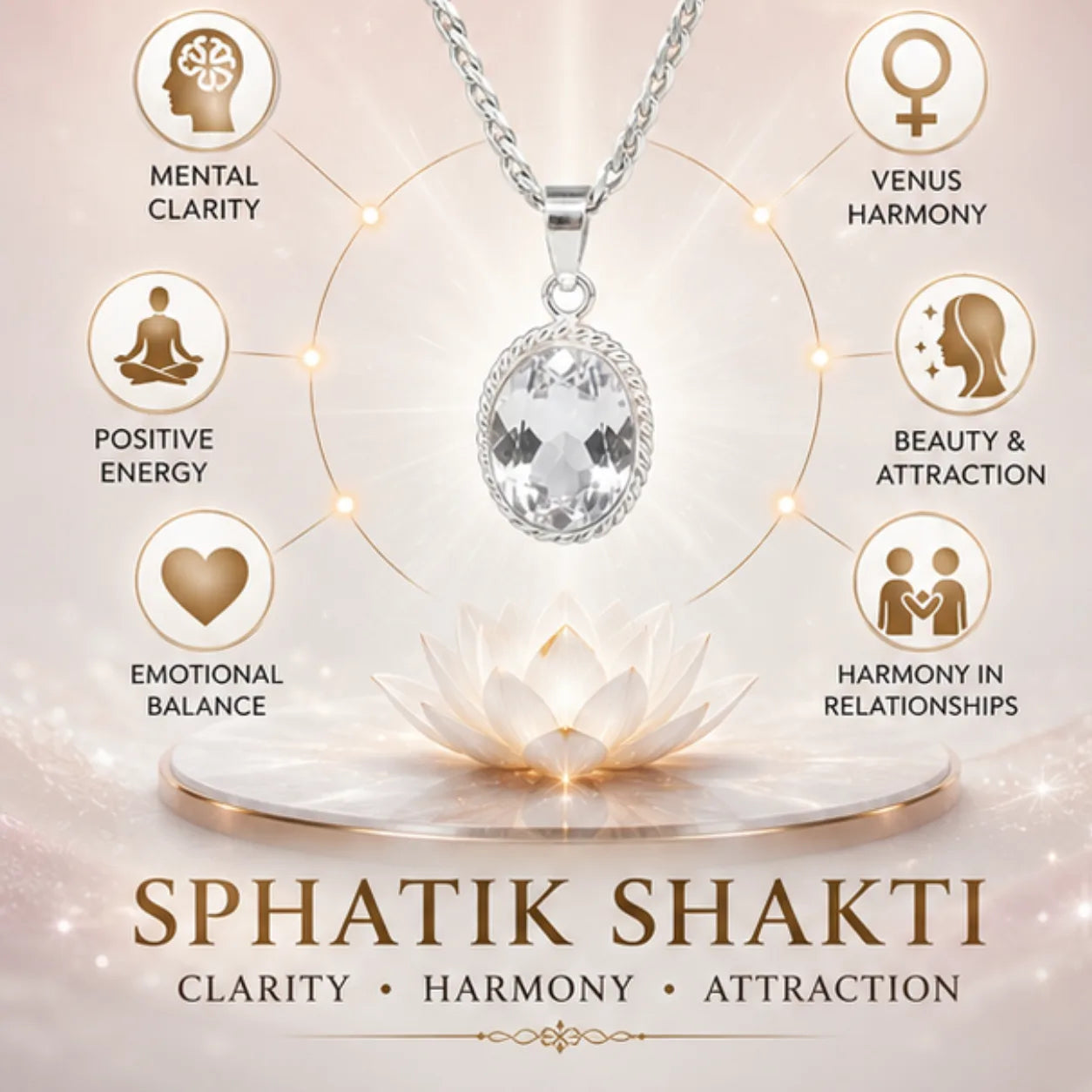 Natural Sphatik (Quartz) Pendant for Venus