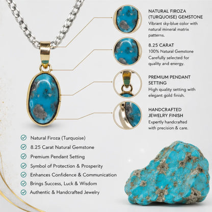 Natural Firoza (Turquoise) Pendant 8.25 Carat