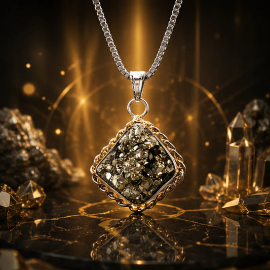 Lab Certified Natural Pyrite Pendant for Wealth & Success
