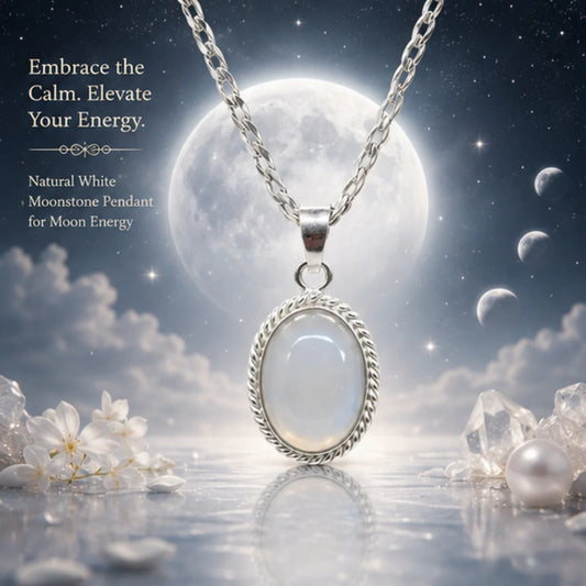 Natural White Moonstone Pendant for Moon