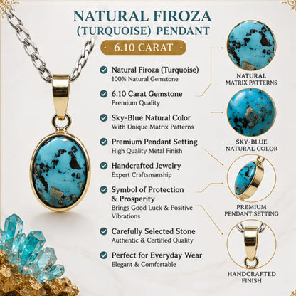 Natural Firoza (Turquoise) Pendant 6.10 Carat