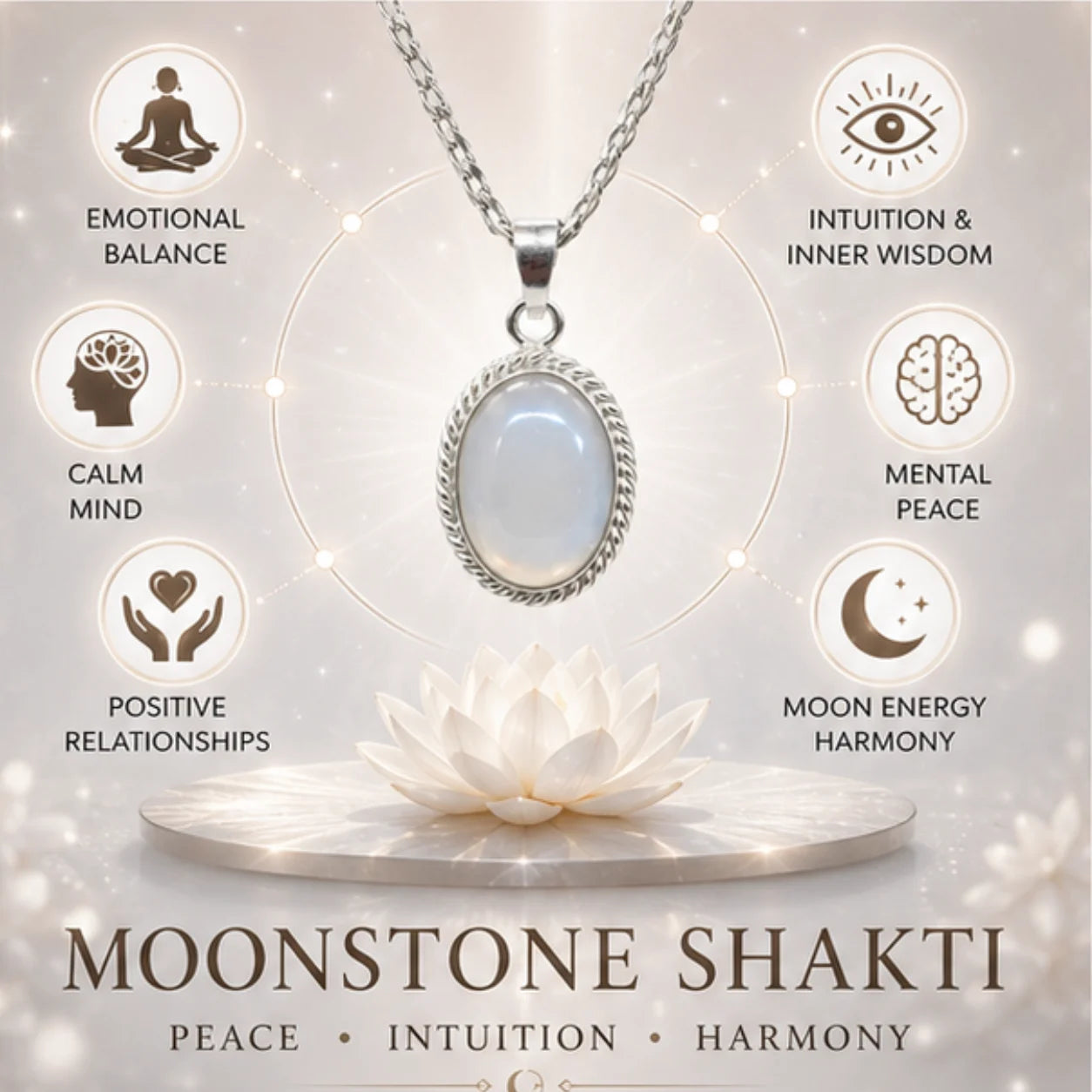 Natural White Moonstone Pendant for Moon