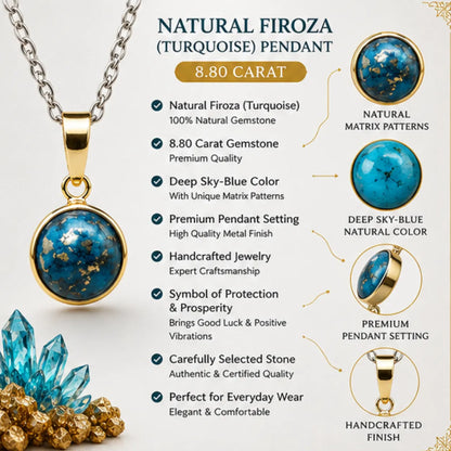 Natural Firoza (Turquoise) Pendant 8.80 Carat