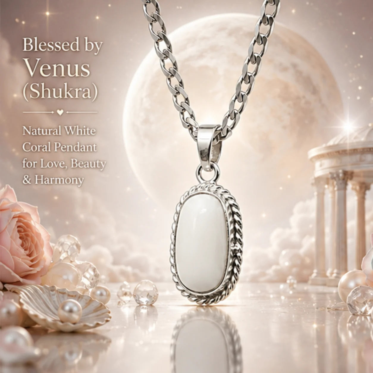 Natural White Coral Pendant for Venus