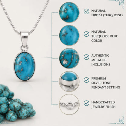 Natural Firoza (Turquoise) Pendant for Luck & Protection