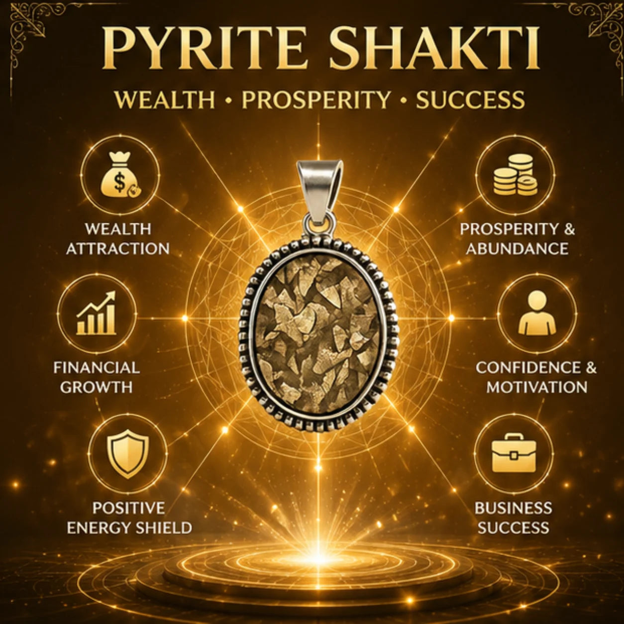 Natural Pyrite Pendant for Wealth & Prosperity