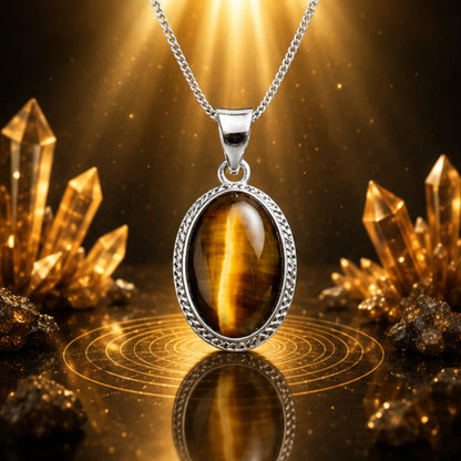 Natural Tiger Eye Stone Pendant for Confidence & Protection