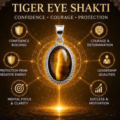 Natural Tiger Eye Stone Pendant for Confidence & Protection
