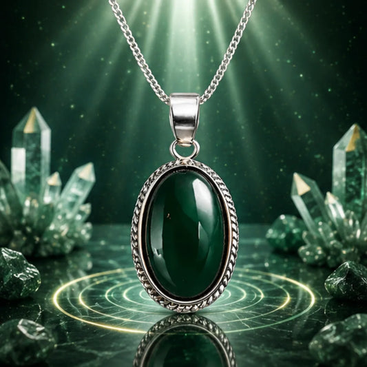 Natural Green Hakik Pendant for Luck & Growth