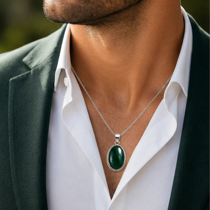 Natural Green Hakik Pendant for Luck & Growth