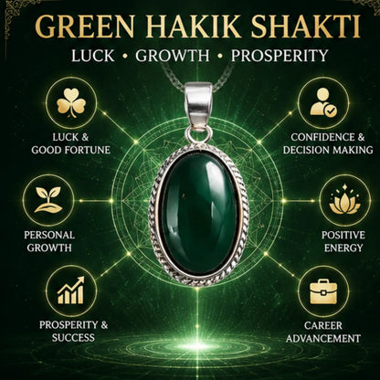 Natural Green Hakik Pendant for Luck & Growth